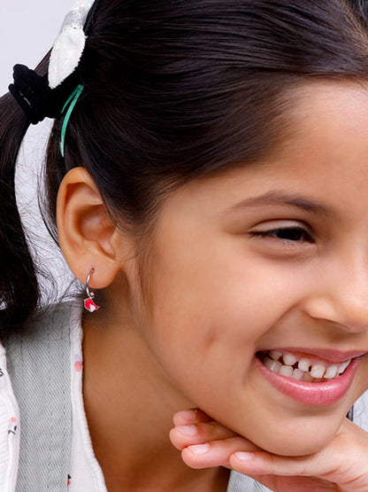 Silver Rosy Bird Kids Hoop Earrings (4-12 yrs)