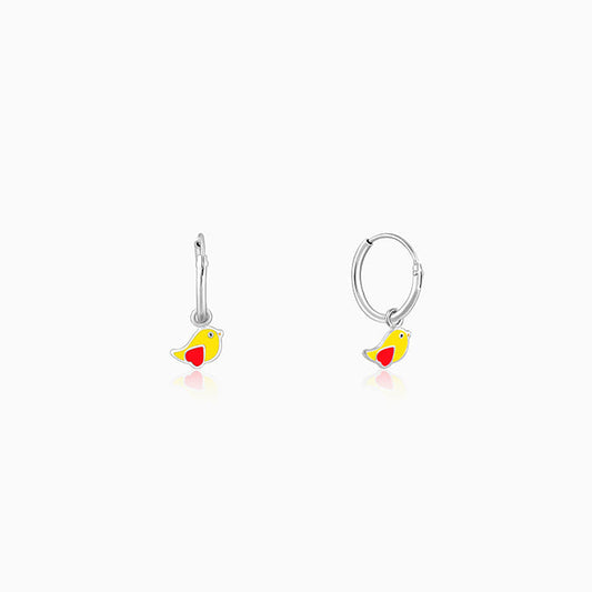 Silver Sunny Bird Kids Hoop Earrings (4-12 yrs)