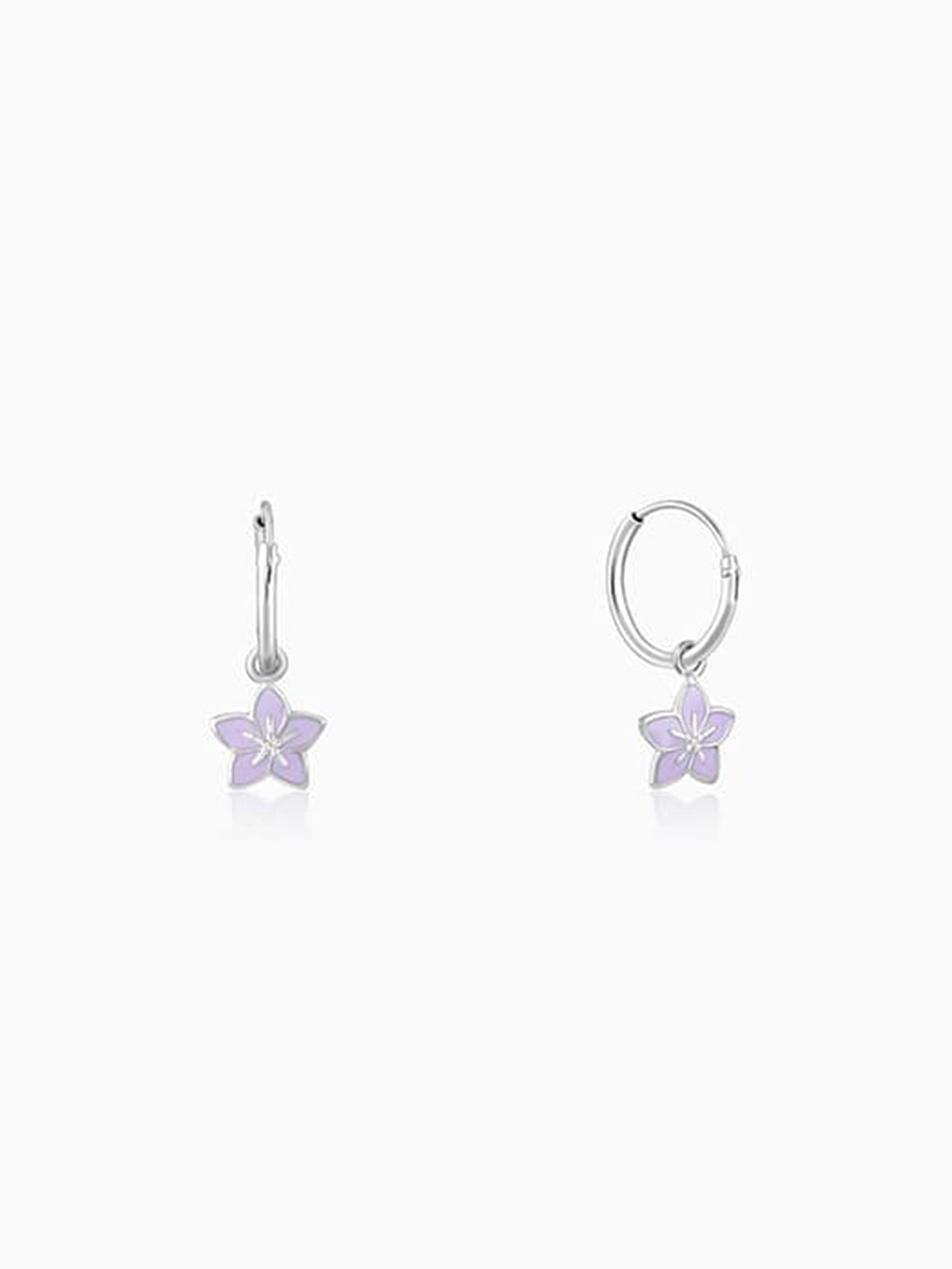 Silver Pretty Petunia Kids Hoop Earrings (4-12 yrs)