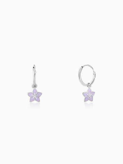 Silver Pretty Petunia Kids Hoop Earrings (4-12 yrs)