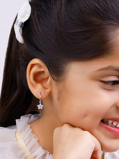 Silver Pretty Petunia Kids Hoop Earrings (4-12 yrs)