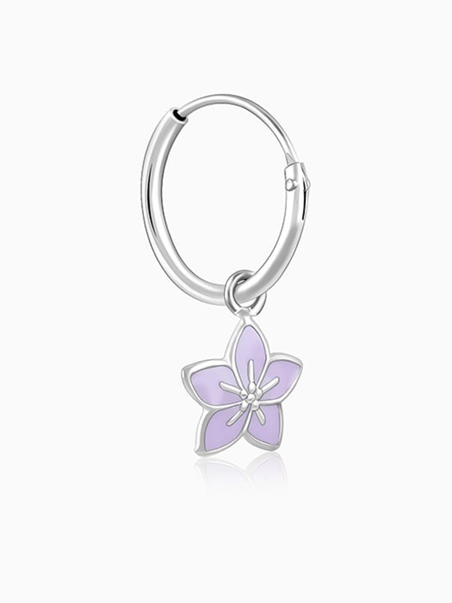 Silver Pretty Petunia Kids Hoop Earrings (4-12 yrs)