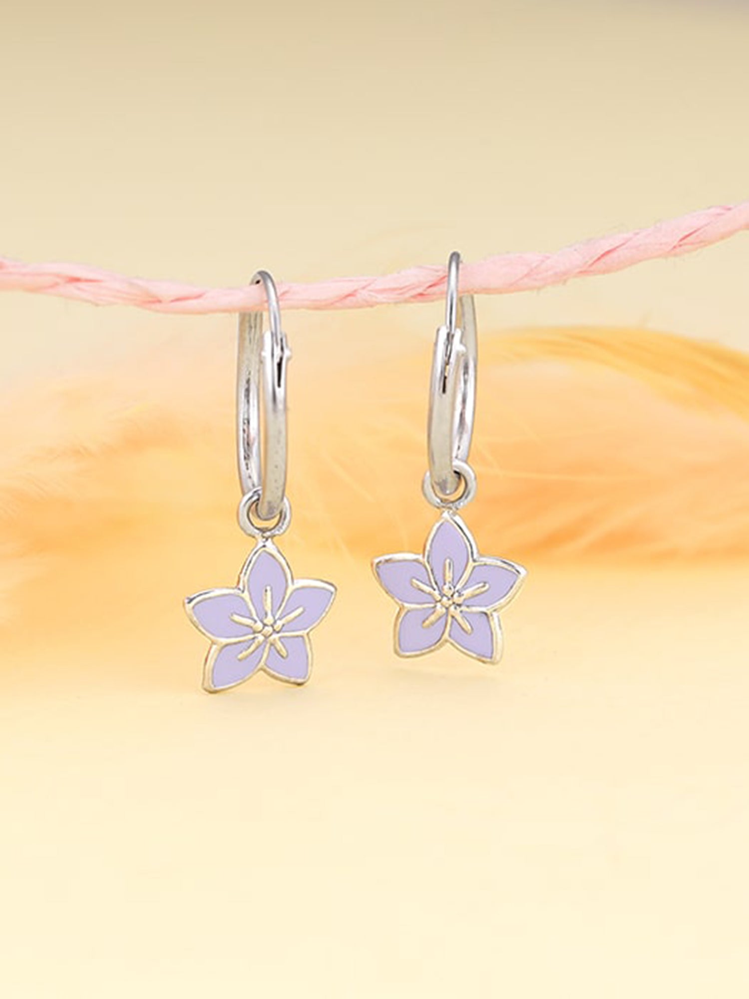 Silver Pretty Petunia Kids Hoop Earrings (4-12 yrs)