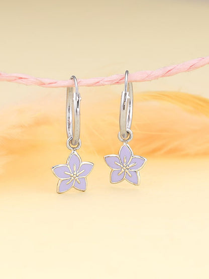 Silver Pretty Petunia Kids Hoop Earrings (4-12 yrs)