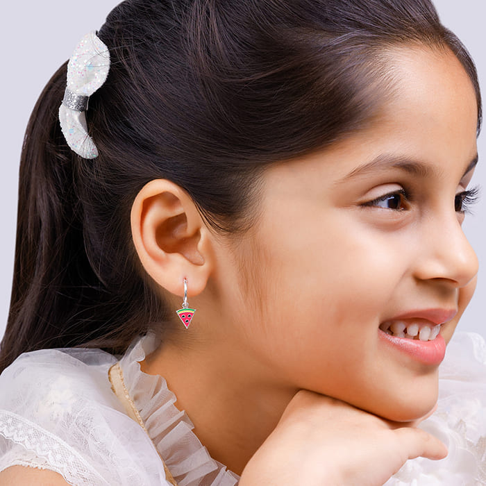 Jeweled Heart CZ Hoop Earrings Kids/Teens - Pink | 14K White Gold - The  Jeweled Lullaby
