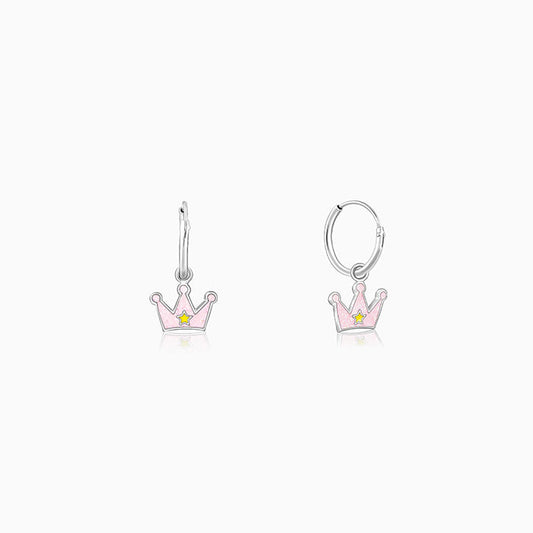 Silver Beauty Crown Kids Hoop Earrings (4-12 yrs)