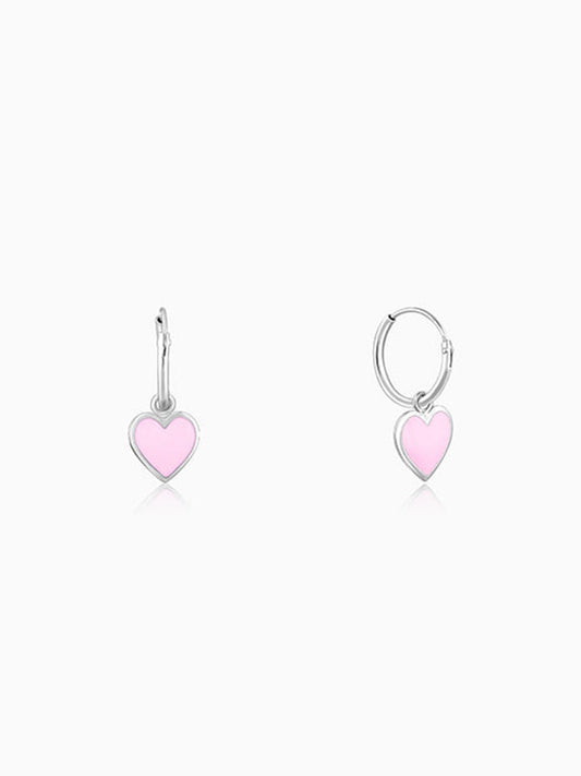 Silver Soothing Heart Kids Hoop Earrings (4-12 yrs)