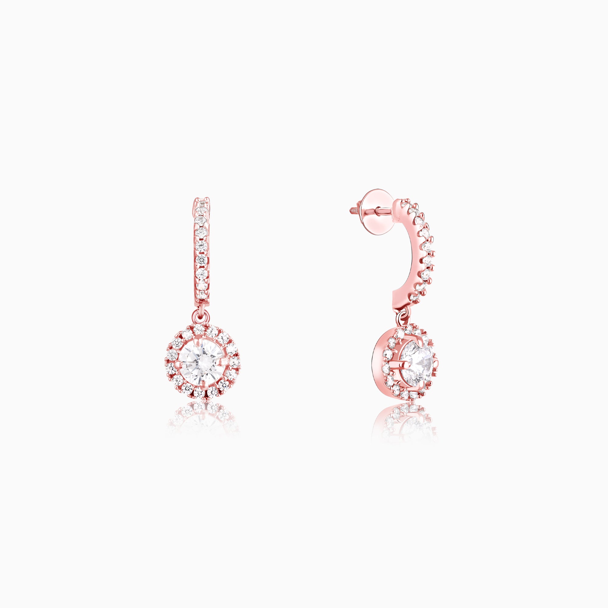 Nilu's Collection Combo of Rose Gold and Golden Drop Earrings with Whi