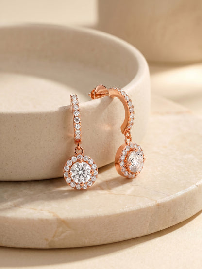 Rose Gold Zircon Drizzle Drop Earrings