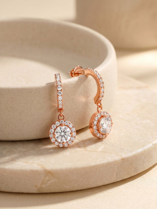 Rose Gold Zircon Drizzle Drop Earrings
