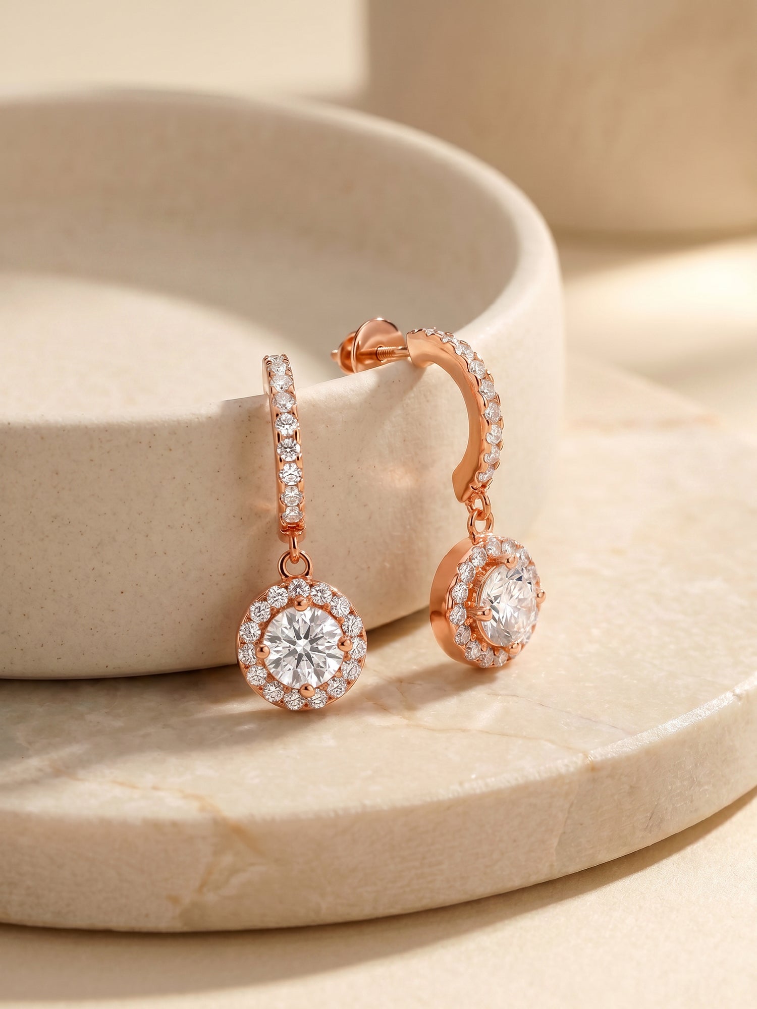 Rose Gold Zircon Drizzle Drop Earrings