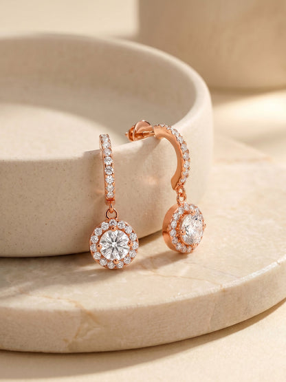 Rose Gold Zircon Drizzle Drop Earrings