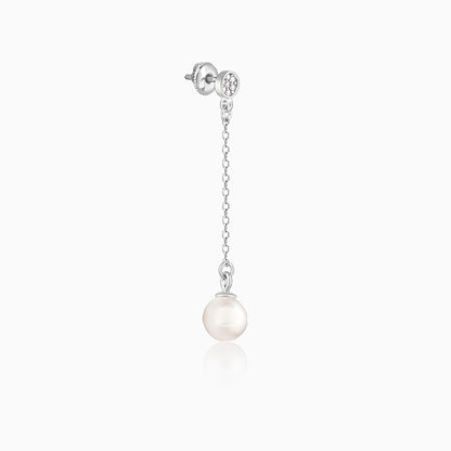 Silver Zircon Pearl Drop Earrings