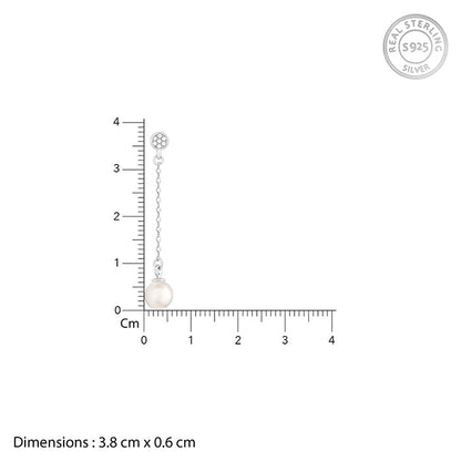 Silver Zircon Pearl Drop Earrings