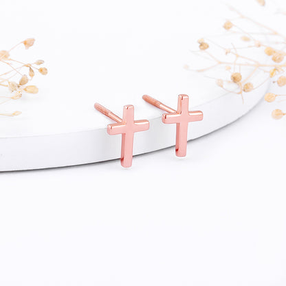 Rose Gold Cross of Grace Earrings