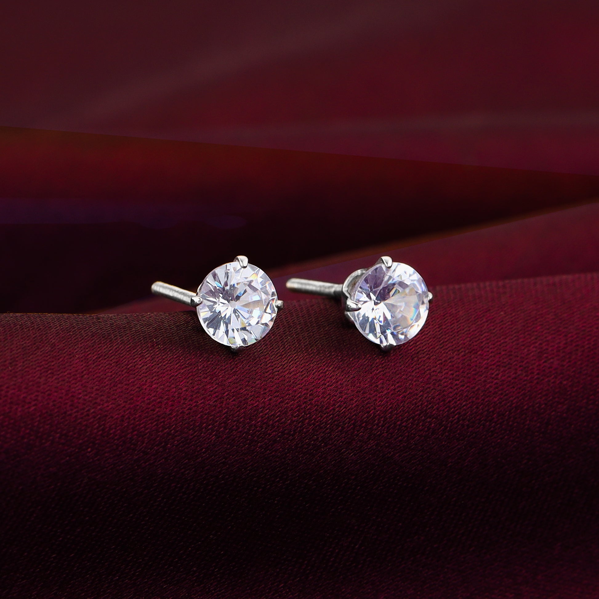 Zircon Stoned Silver Studs Silver Earrings – GIVA