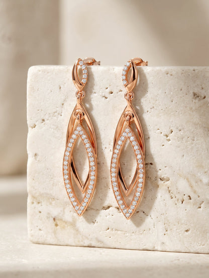 Rose Gold Majestic Marquise Danglers