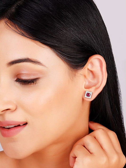Silver Pink Quad Earrings