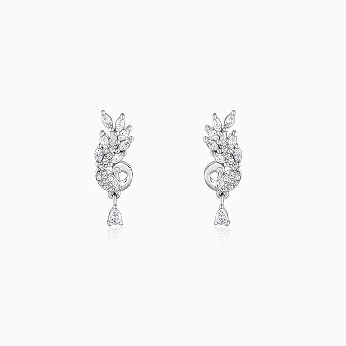 Silver Dancing Peacock Earrings