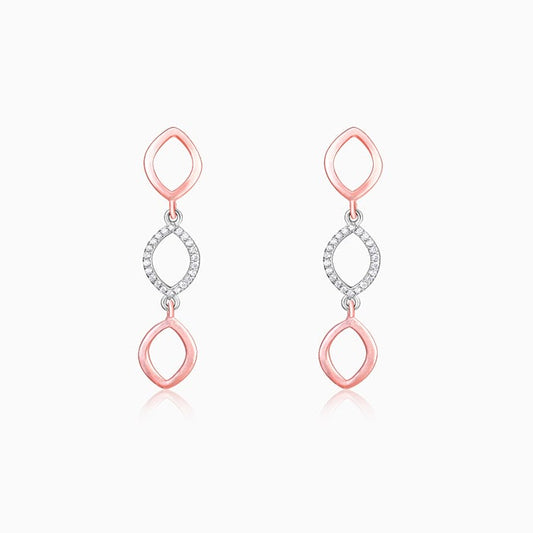 Rose Gold And Silver Enchanting Look Earrings