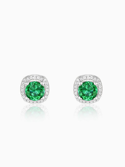 Silver Green Galaxy Earrings