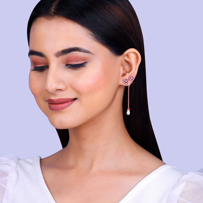 Bhumi Rose Gold Blissful Bell Mallow Dangler Earrings