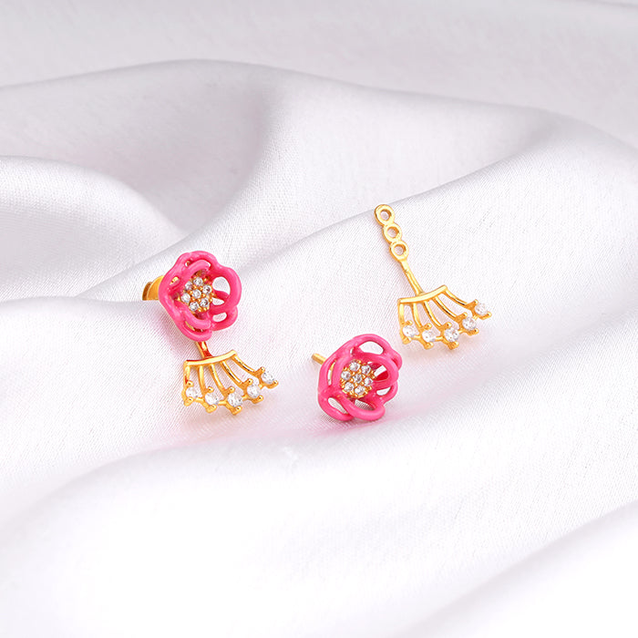 Golden Pink Brahma Kamal Convertible Earrings