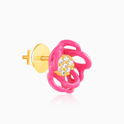 Bhumi Golden Pink Brahma Kamal Bud Earrings And Ring