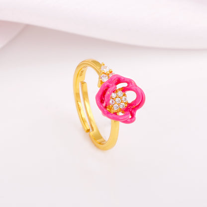 Golden Pink Brahma Kamal Bud Earrings And Ring