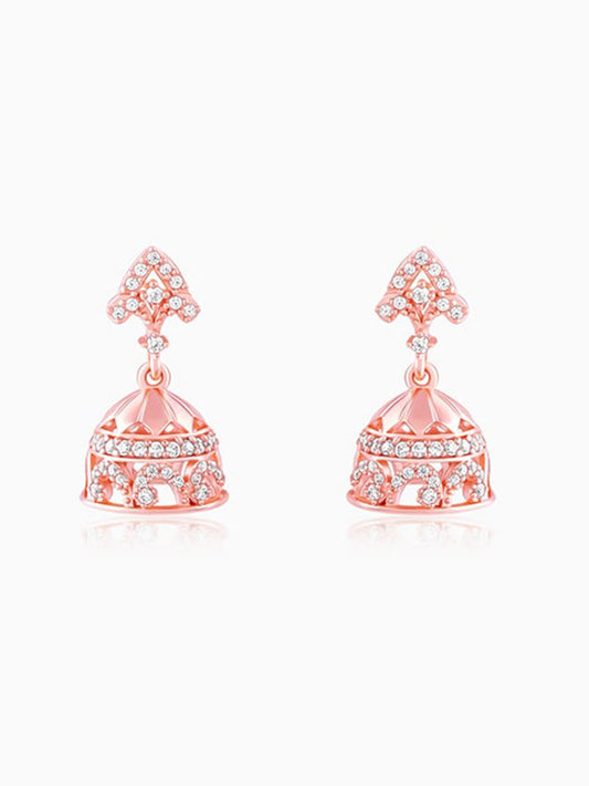 Rose Gold Agra Jhumki Earrings