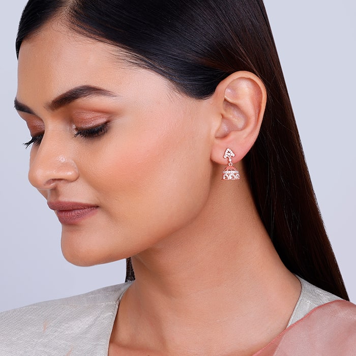 Rose Gold Agra Jhumki Earrings
