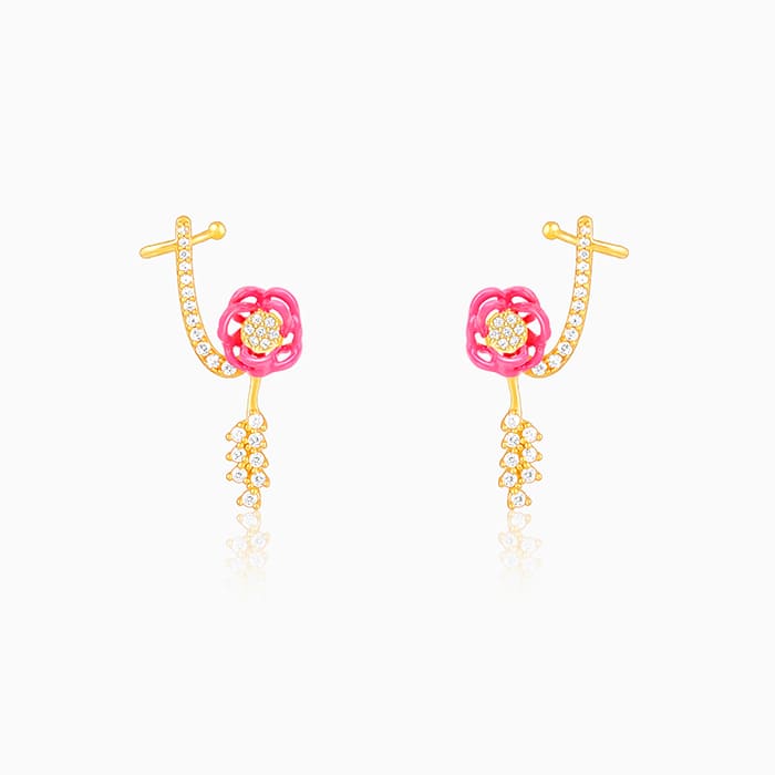 Golden Pink Brahma Kamal Convertible Cuff Earrings