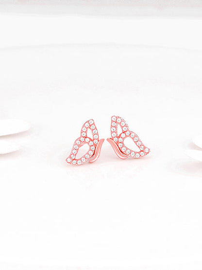 Rose Gold Dazzling Butterfly Earrings