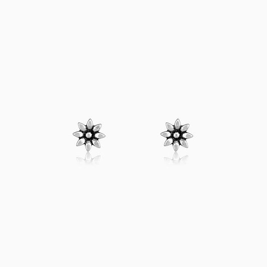 Oxidised Silver Floral Spark In Life Earrings