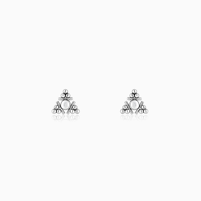 Oxidised Silver Triangular Earrings