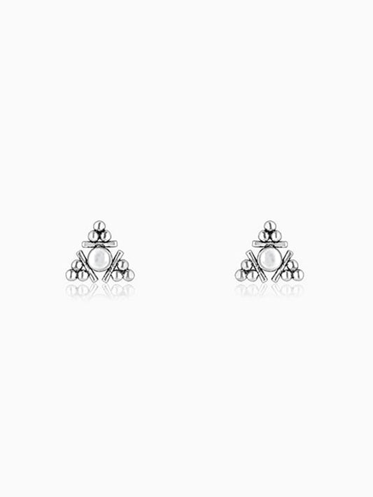 Oxidised Silver Triangular Earrings