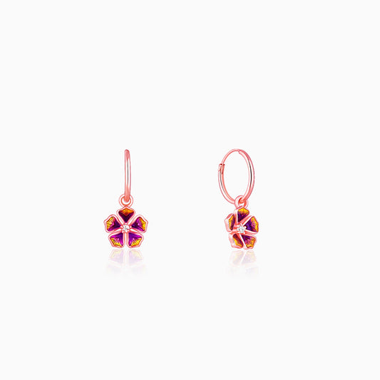 Rose Gold Bell Mallow Hoop Earrings