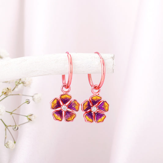 Rose Gold Bell Mallow Hoop Earrings