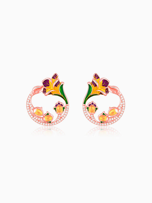 Rose Gold Graces Bell Mallow Earrings