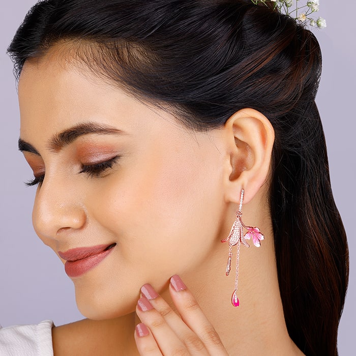 Bhumi Rose Gold Ebony Whimsy Dangler Earrings