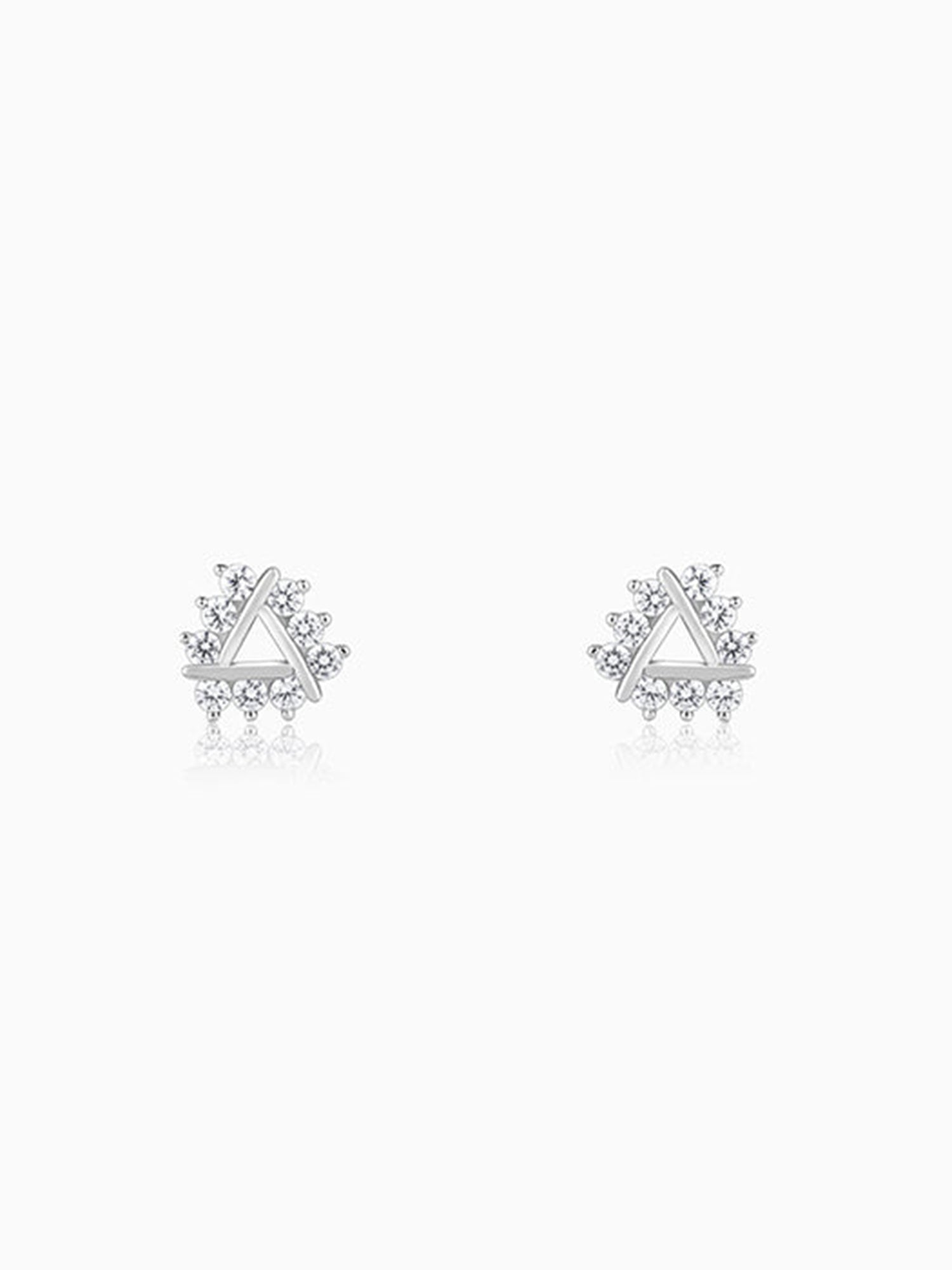 Silver Sparkly Triangle Earrings