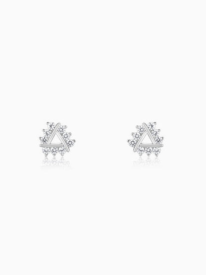 Silver Sparkly Triangle Earrings