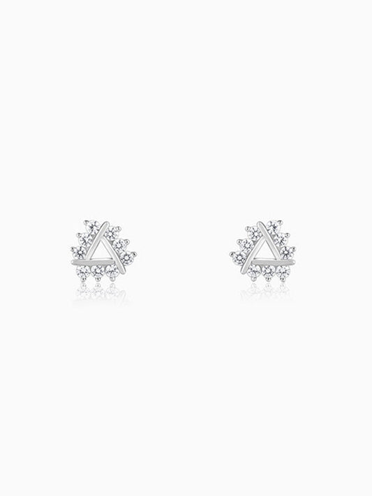 Silver Sparkly Triangle Earrings