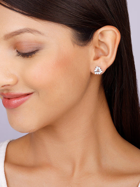 Silver Sparkly Triangle Earrings