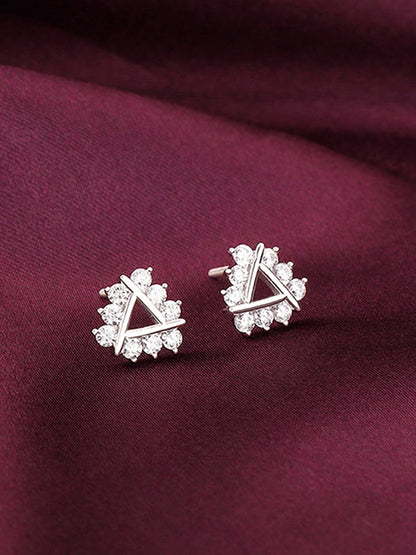 Silver Sparkly Triangle Earrings