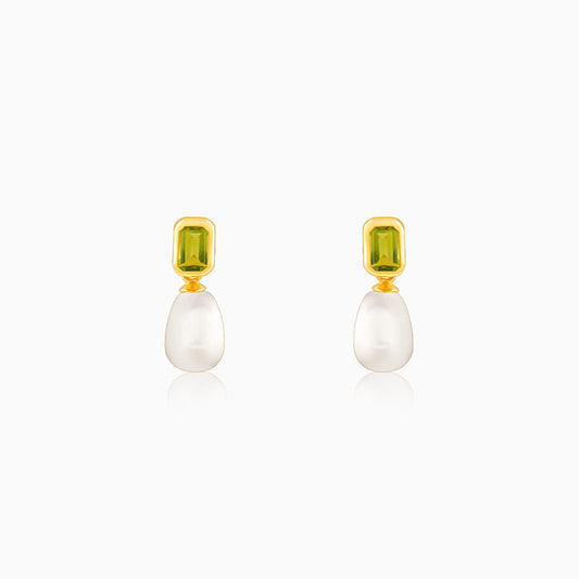 Golden Amber & Pearl Earrings