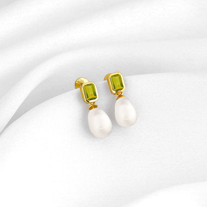 Golden Amber & Pearl Earrings