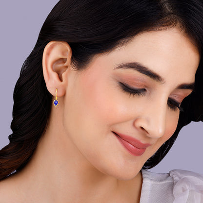 Golden Indigo Teardrop Earrings