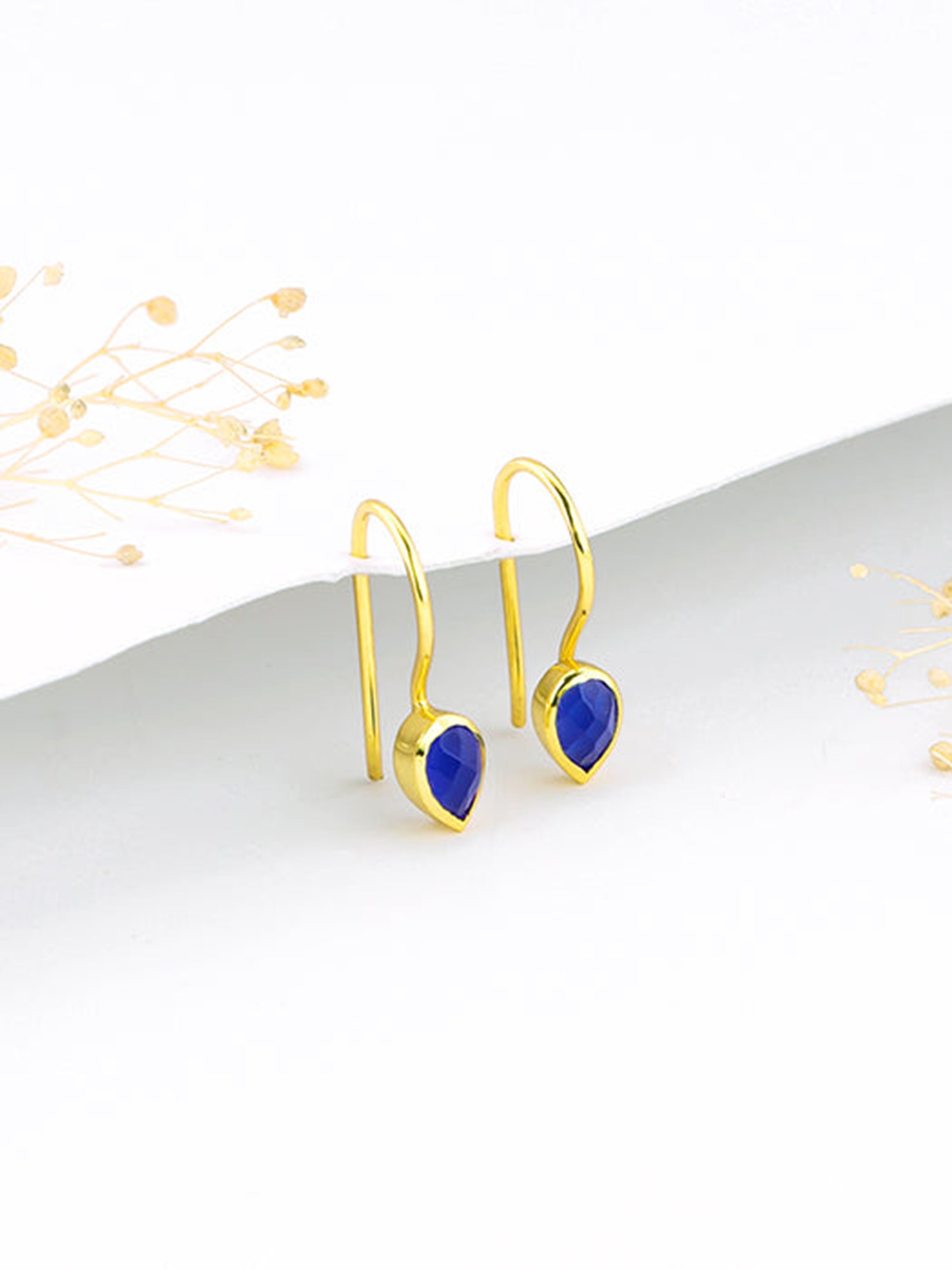 Golden Indigo Teardrop Earrings