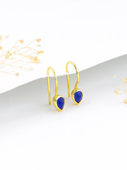 Golden Indigo Teardrop Earrings